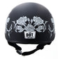 Hot Leathers HLD1021 'Lady Rider' Flat Black Motorcycle DOT Approved Skull Cap Half Biker Helmet