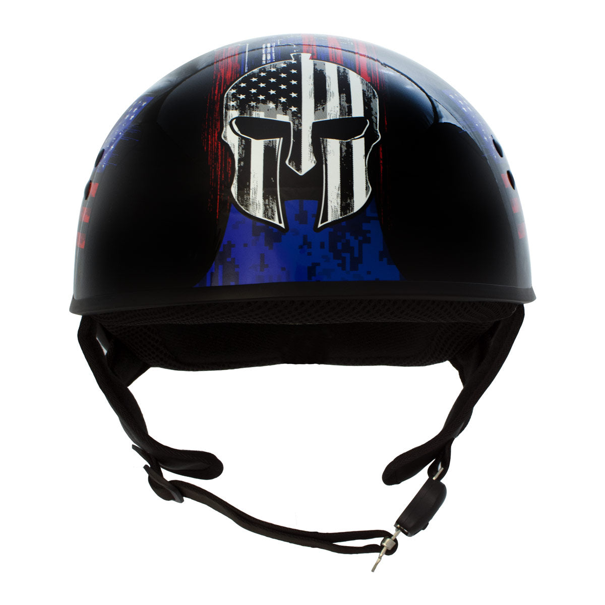 Hot Leathers HLD1044 Gloss Black Warrior Bullet Advanced DOT Skull Half Helmet Biker