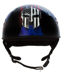 Hot Leathers HLD1044 Gloss Black Warrior Bullet Advanced DOT Skull Half Helmet Biker