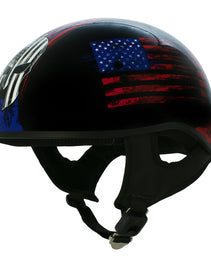 Hot Leathers HLD1044 Gloss Black Warrior Bullet Advanced DOT Skull Half Helmet Biker