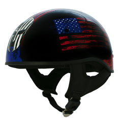 Hot Leathers HLD1044 Gloss Black Warrior Bullet Advanced DOT Skull Half Helmet Biker