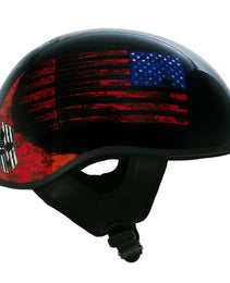 Hot Leathers HLD1044 Gloss Black Warrior Bullet Advanced DOT Skull Half Helmet Biker