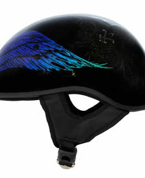 Hot Leathers HLD1045 Gloss Black 'Cross De Lis' Advanced DOT Approved Skull Half Helmet for Men and Women Biker