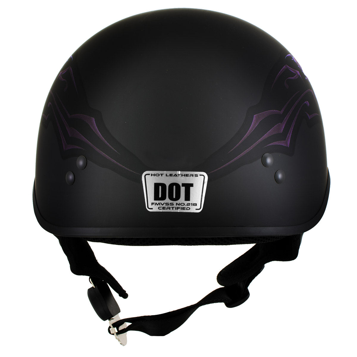 Hot Leathers HLT70 Purple Butterfly Flat Black Advanced DOT Motorcycle Half Face Biker Helmet