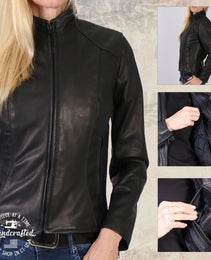 Milwaukee Leather USA MADE MLJKL5003 Women's Black 'Serene' Clean Cut Premium Motorcycle Leather Jacket