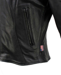 Milwaukee Leather USA MADE MLJKL5003 Women's Black 'Serene' Clean Cut Premium Motorcycle Leather Jacket