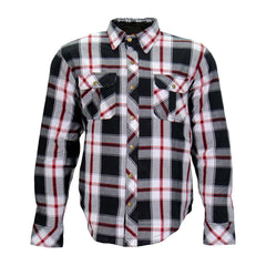 Hot Leathers JKM3001 Men's Red and White Flannel Motorcycle Shirt-Jacket w/ CE Armor Protection