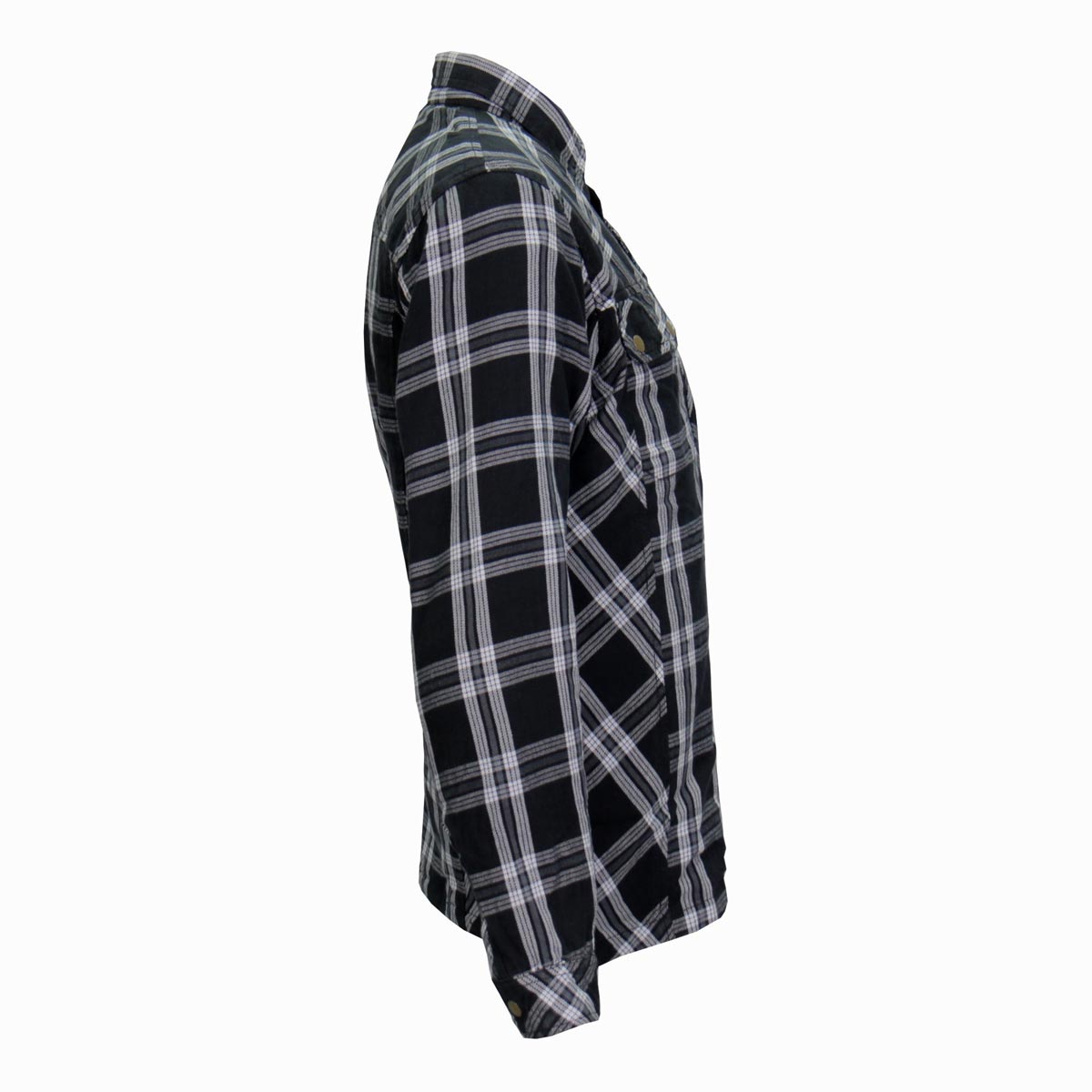 Hot Leathers JKM3002 Men's Black and White Flannel Motorcycle Shirt-Jacket w/ CE Armor Protection