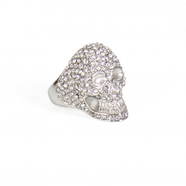 Hot Leathers JWR1113 Bling Skull Stainless Steel Ring