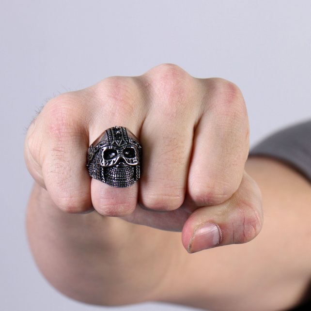 Hot Leathers JWR2105 Men's Cyborg Skull Stainless Steel Ring