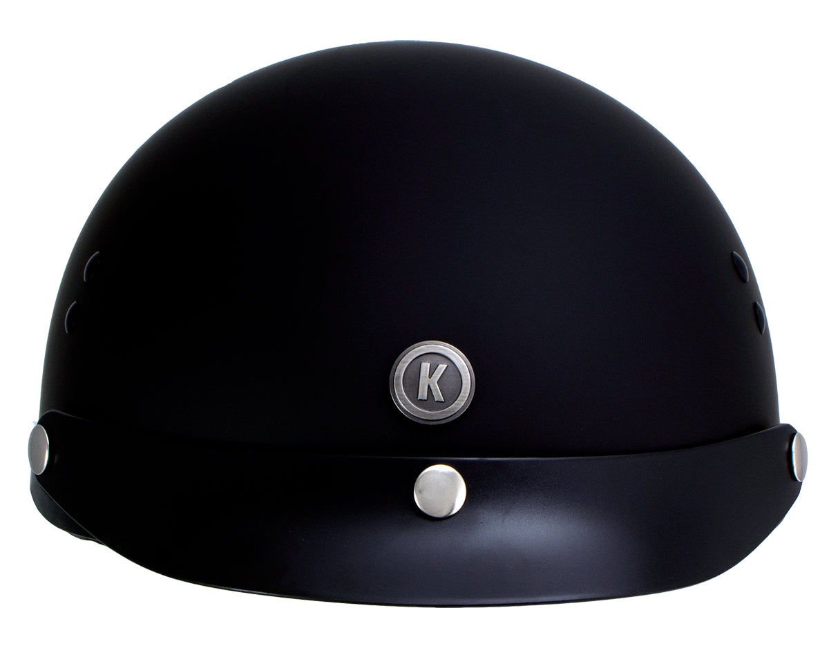 Klutch K-3 'Cruise' Flat Black Half Face Motorcycle Helmet with Snap On Visor