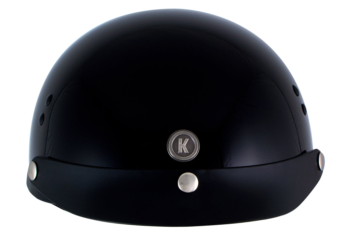 Klutch K-3 'Cruise' Gloss Black Half Face Motorcycle Helmet with Snap On Visor