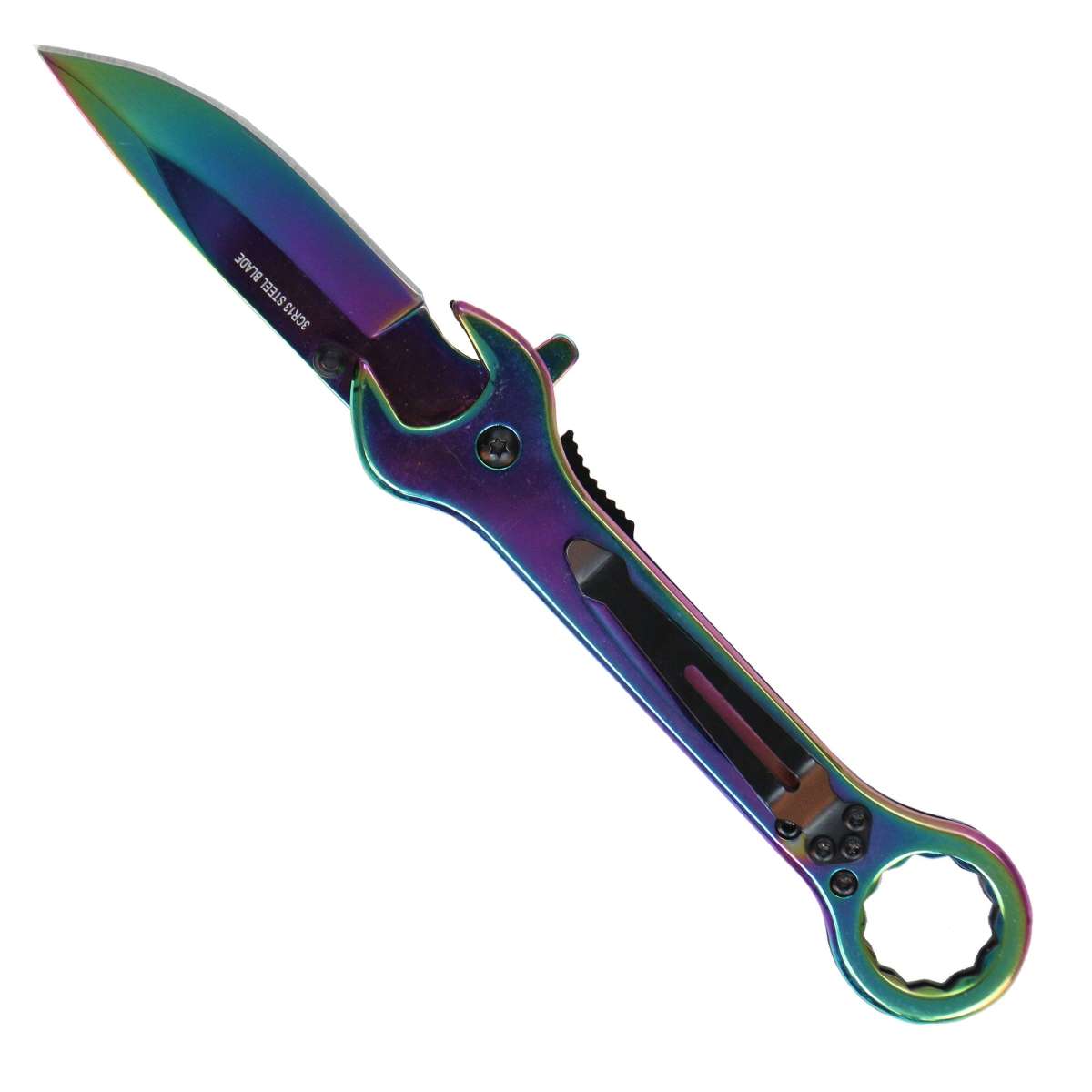 Hot Leathers Rainbow Mirror Wrench Knife KNA1155