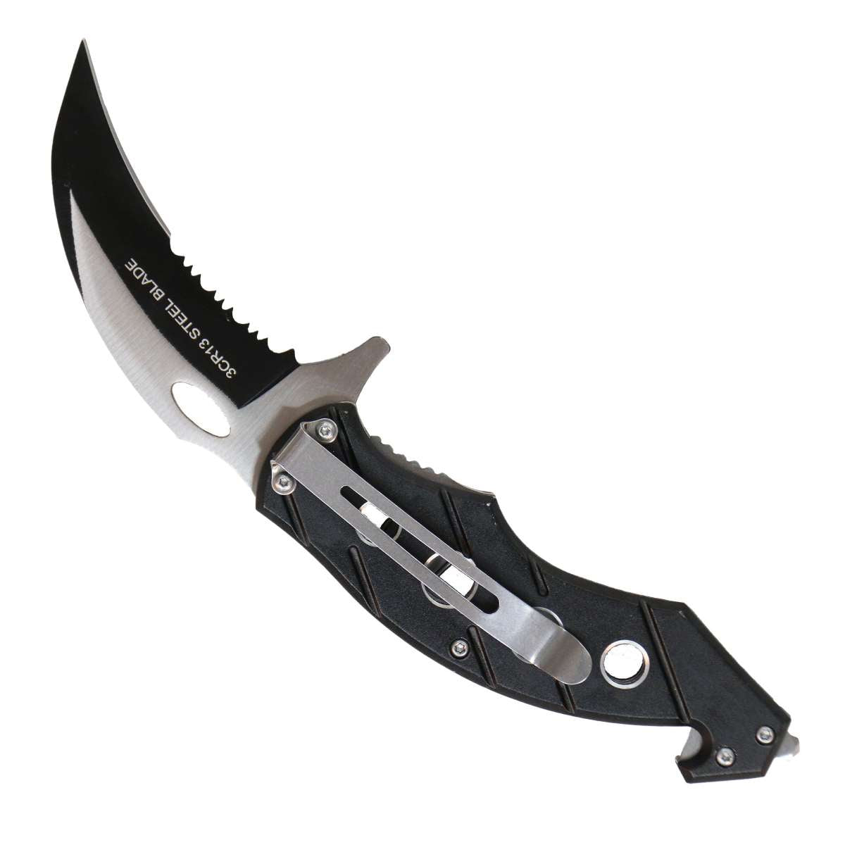 Hot Leathers Black Cut Out Tactical Knife KNA1157