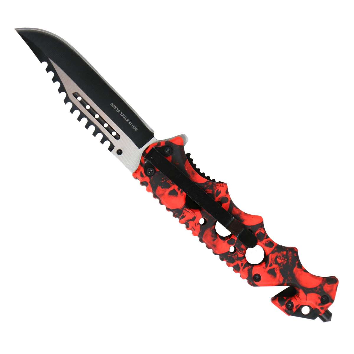 Hot Leathers Red Skulls Tactical Knife KNA1159