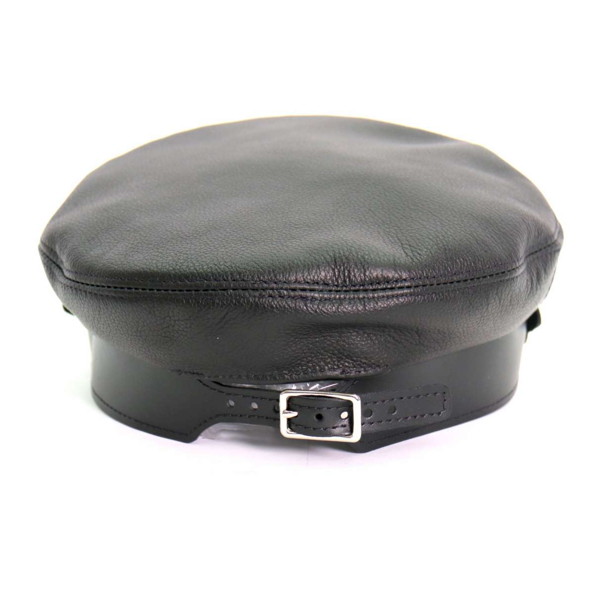 Hot Leathers Flat Top Biker Leather Cap with Rivets LHA2005