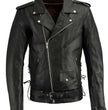 Milwaukee Leather LKM1711TALL Men's Black Tall-Sizes Side Lace Police Style Leather Jacket