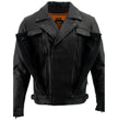 Milwaukee Leather LKM1720 Men's Black Premium Leather Motorcycle Vented Leather Jacket w/ Multi-Utility Pockets