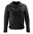 Milwaukee Leather LKM1720 Men's Black Premium Leather Motorcycle Vented Leather Jacket w/ Multi-Utility Pockets