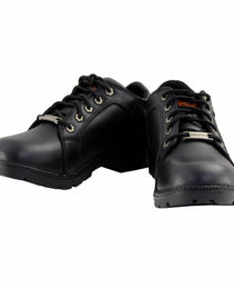 Milwaukee Leather MBL9311 Women's Black Leather Lace-Up Motorcycle Riding Shoes with Anti-Slip Outsole