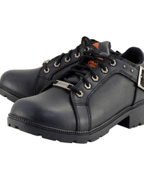 Milwaukee Leather MBL9311 Women's Black Leather Lace-Up Motorcycle Riding Shoes with Anti-Slip Outsole