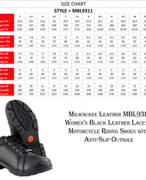 Milwaukee Leather MBL9311 Women's Black Leather Lace-Up Motorcycle Riding Shoes with Anti-Slip Outsole