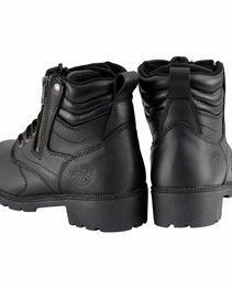 Milwaukee Leather MBL9320W Women's Black Premium Leather Wide-Width Lace-Up Motorcycle Rider Boots