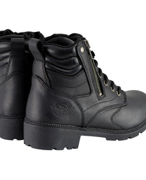 Milwaukee Leather MBL9320W Women's Black Premium Leather Wide-Width Lace-Up Motorcycle Rider Boots