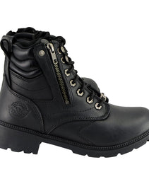 Milwaukee Leather MBL9320W Women's Black Premium Leather Wide-Width Lace-Up Motorcycle Rider Boots