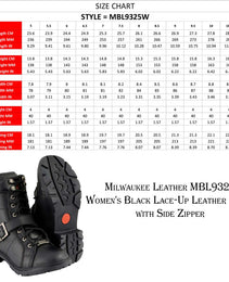 Milwaukee Leather MBL9325W Women's Premium Black Leather Lace-Up Motorcycle Biker Rider Boots in Wide Width Size