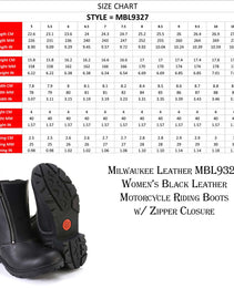 Milwaukee Leather MBL9327 Women's Black Leather Motorcycle Riding Boots with Dual Zipper Closure