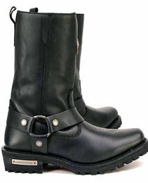 Milwaukee Leather MBL9360 Women's Black Leather 11-Inch Classic Harness Square Toe Motorcycle Boots