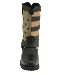 Milwaukee Leather MBL9363 Women’s Stars and Stripes Black with Tan Leather Motorcycle Rider Harness Boots