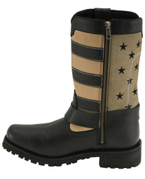 Milwaukee Leather MBL9363 Women’s Stars and Stripes Black with Tan Leather Motorcycle Rider Harness Boots