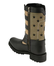 Milwaukee Leather MBL9363 Women’s Stars and Stripes Black with Tan Leather Motorcycle Rider Harness Boots