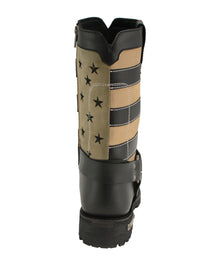 Milwaukee Leather MBL9363 Women’s Stars and Stripes Black with Tan Leather Motorcycle Rider Harness Boots