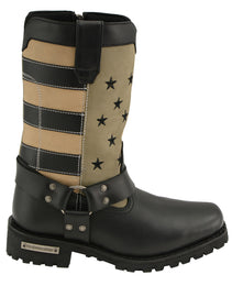 Milwaukee Leather MBL9363 Women’s Stars and Stripes Black with Tan Leather Motorcycle Rider Harness Boots