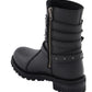 Milwaukee Leather MBL9399 Women's 9-Inch Triple Buckle Black Leather Harness Biker Boots w/ Side Zipper