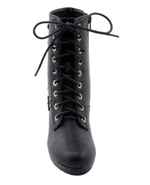 Milwaukee Leather MBL9418 Women's Black Lace-Up Fashion Boots with Studded Accents and Platform Heel