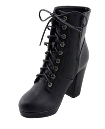 Milwaukee Leather MBL9418 Women's Black Lace-Up Fashion Boots with Studded Accents and Platform Heel