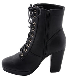 Milwaukee Leather MBL9418 Women's Black Lace-Up Fashion Boots with Studded Accents and Platform Heel