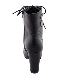 Milwaukee Leather MBL9418 Women's Black Lace-Up Fashion Boots with Studded Accents and Platform Heel