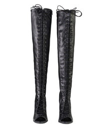 Milwaukee Leather MBL9421 Women's Black Lace-Up Knee-High Fashion Casual Boots with Open Toe