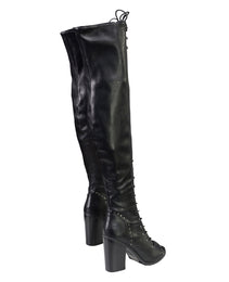 Milwaukee Leather MBL9421 Women's Black Lace-Up Knee-High Fashion Casual Boots with Open Toe