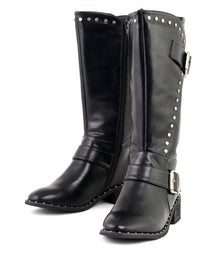 Milwaukee Leather MBL9423 Women's Black Studded Fashion Casual Boots with Studded Outsole