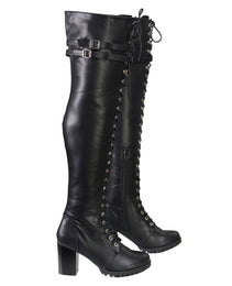 Milwaukee Leather Women's Black Above the Knee Lace-Up Fashion Casual Boots MBL9424