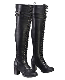 Milwaukee Leather Women's Black Above the Knee Lace-Up Fashion Casual Boots MBL9424