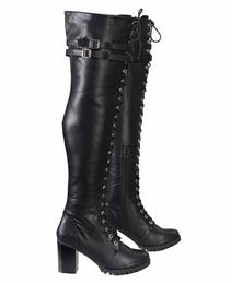 Milwaukee Leather Women's Black Above the Knee Lace-Up Fashion Casual Boots MBL9424