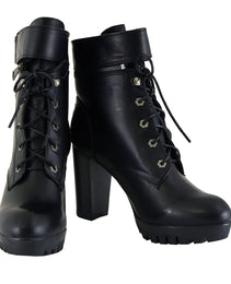 Milwaukee Leather MBL9425 Women's Black Lace-Up Fashion Boots with Double Height Option