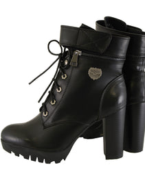 Milwaukee Leather MBL9425 Women's Black Lace-Up Fashion Boots with Double Height Option